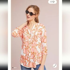 Maeve By Anthropologie Pintucked Floral Buttondown - M